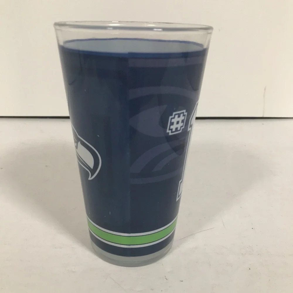 Seattle Seahawks Bird Logo #1 Dad 16‎ Ounce 5.75 inch Blue And Green Beer Glass